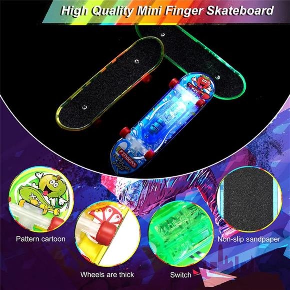 24 Pcs Light up Finger Skateboards Collectible Fingerboards LED Mini Skateboard - Picture 2 of 7